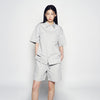OVERSIZE RIPSTOP SHORT SLEEVE SHIRTS LIGHT GREY