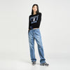 WIDE FIT BASIC BRUSH DENIM PANTS BLUE