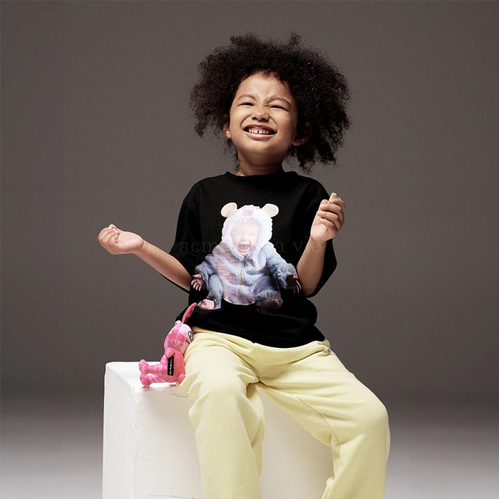 KIDS BABY FACE MONSTER BABY SHORT SLEEVE T-SHIRT BLACK – ADLV