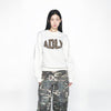 FABRIC APPLIQUE SWEATSHIRT CREAM