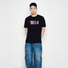 WIDE DENIM FATIGUE CARGO PANTS BLUE
