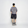 COLLAR POINT STRIPE SHORT SLEEVE KNIT NAVY