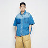 OVERSIZE WASHING DENIM SHORT SLEEVE SHIRTS BLUE