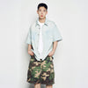 OVERSIZE WASHING DENIM SHORT SLEEVE SHIRTS LIGHT BLUE