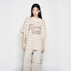 STRIPE LOGO PRINT SHORT SLEEVE T-SHIRT BEIGE