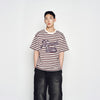 STRIPE LOGO PRINT SHORT SLEEVE T-SHIRT DARK BROWN
