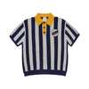 COLLAR POINT STRIPE SHORT SLEEVE KNIT NAVY