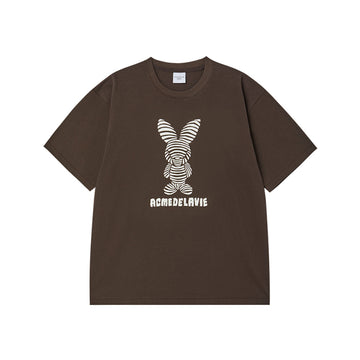 STRIPE RABBIT SHORT SLEEVE T-SHIRT DARK BROWN
