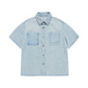 OVERSIZE WASHING DENIM SHORT SLEEVE SHIRTS LIGHT BLUE