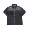 OVERSIZE WASHING DENIM SHORT SLEEVE SHIRTS BLACK