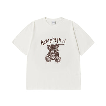 DRAWING BEAR SHORT SLEEVE T-SHIRT CREAM