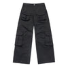FRONT POCKET WIDE CARGO PANTS BLACK