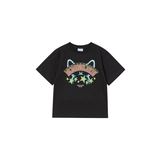KIDS STAR RABBIT SHORT SLEEVE T-SHIRT BLACK