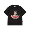 BABY FACE WATERMELON GIRL SLEEVE T-SHIRT BLACK