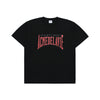 VARSITY LOGO EMBOSSING PRINTING SHORT SLEEVE T-SHIRT BLACK