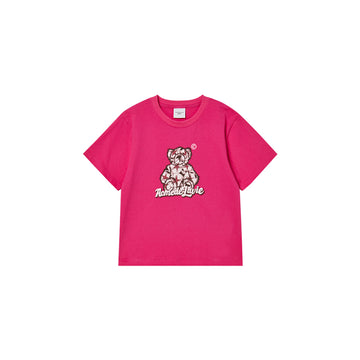 KIDS STAR BEAR SHORT SLEEVE T-SHIRT HOT PINK
