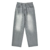 DENIM SET UP WIDE PANTS GRAY