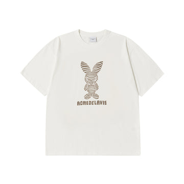 STRIPE RABBIT SHORT SLEEVE T-SHIRT CREAM
