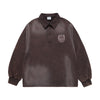WASHING EMBO RUGBY SWEATSHIRT BROWN