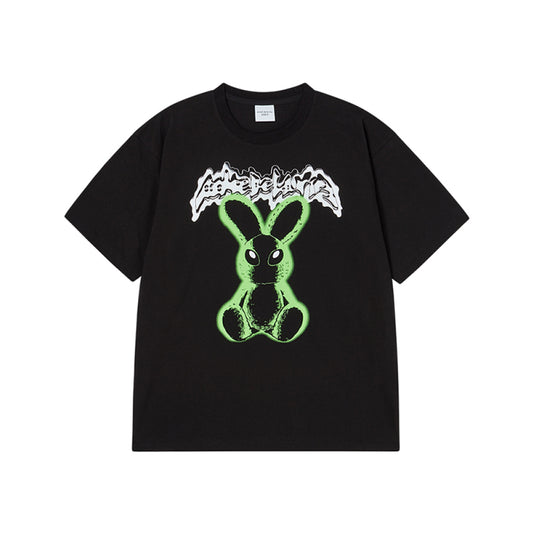 NEON ALIEN RABBIT SHORT SLEEVE T-SHIRT BLACK