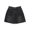 WIDE BASIC DENIM SHORT PANTS BLACK