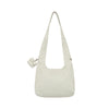 VEGAN LEATHER STITCH LOGO POINT SHOULDER BAG WHITE