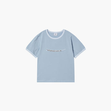 KIDS SNAKE INITIAL RINGER SHORT SLEEVE T-SHIRT SKY BLUE