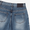 HEM LINE DESTROYED DENIM SHORT PANTS BLUE