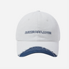 DAMAGE WASHING DENIM BALL CAP WHITE