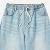 DESTROYED DENIM BANDING PANTS LIGHT BLUE