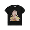 FLOWER EARRINGS GIRL BABY FACE SHORT SLEEVE T-SHIRT (OVERSEAS EXCLUSIVE) BLACK