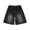 POINT LOGO POCKET DENIM SHORT PANTS BLACK