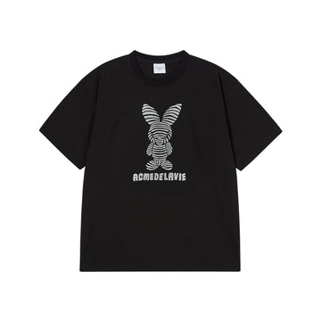 STRIPE RABBIT SHORT SLEEVE T-SHIRT BLACK