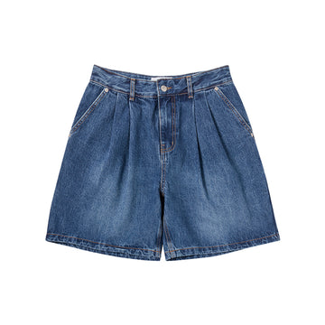 WIDE BASIC DENIM SHORT PANTS BLUE
