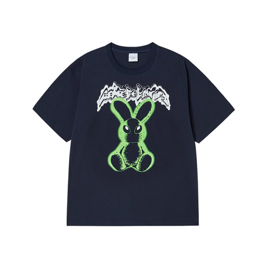 NEON ALIEN RABBIT SHORT SLEEVE T-SHIRT DARK NAVY