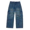 WIDE DENIM FATIGUE CARGO PANTS BLUE