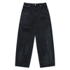 DESTROYED WASHING SPRAY DENIM PANTS BLACK
