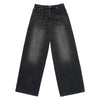 CAT BRUSH WASHING SEMI WIDE WOMAN DENIM PANTS BLACK