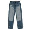 FATIGUE COLOR BLOCK DENIM PANTS BLUE