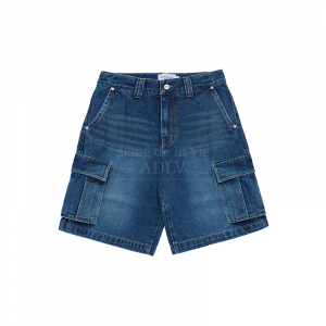 CARGO POCKET DENIM SHORT PANTS BLUE