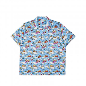 [SMILEY® X acmé de la vie] AIRPLANE ARTWORK PATTERN SHORT SLEEVE SHIRT SKYBLUE