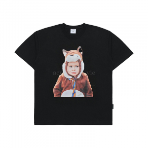 BABY FACE FOX DOLL SHORT SLEEVE T-SHIRT BLACK