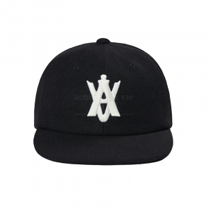 A LOGO EMBLEM WOOL BALL CAP BLACK