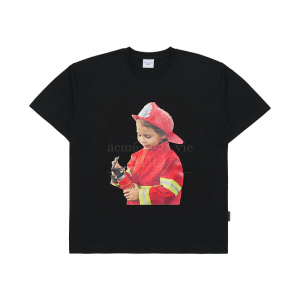 BABY FACE FIREFIGHTER BOY SHORT SLEEVE T-SHIRT BLACK