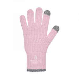 A LOGO EMBLEM EMBROIDERY KNIT GLOVES PINK