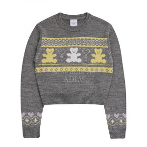 NORDIC BEAR PATTERN KNIT GRAY