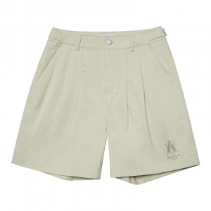 A LOGO PIN TUCK CASUAL SHORT PANTS BEIGE