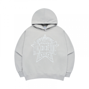 PREPPY LOGO CRACK PRINTING HOODIE GREY