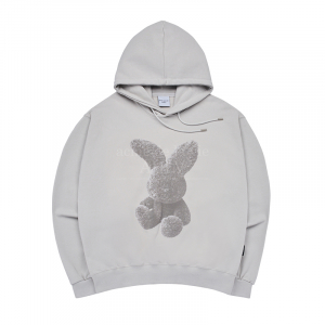 FUZZY RABBIT HOODIE GREY