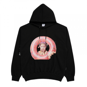 BABY FACE DONUTS TUBE GIRL HOODIE BLACK